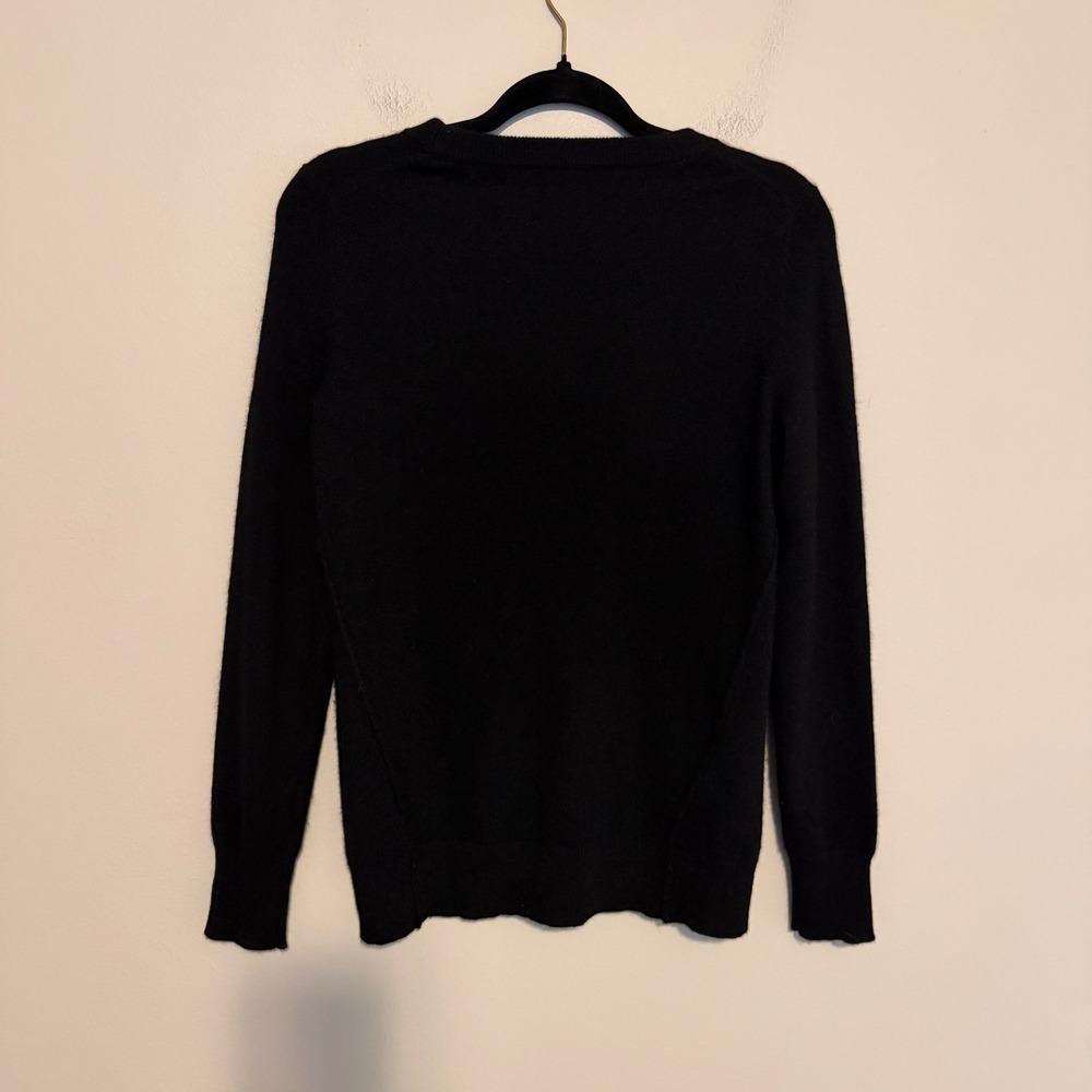 White + Warren cashmere sweater black S crewneck minimalist classic preppy - Picture 5 of 6